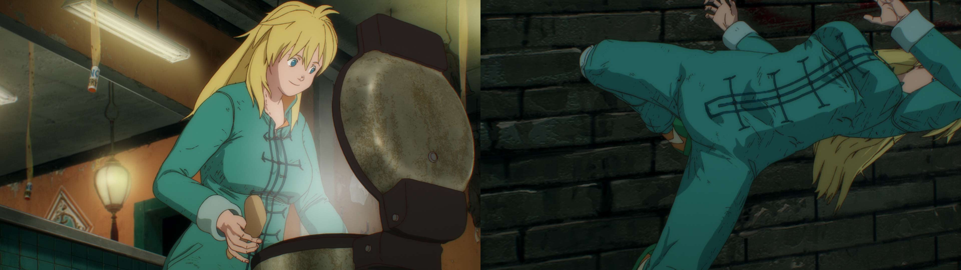 Nikaido avec sa combinaison bleue