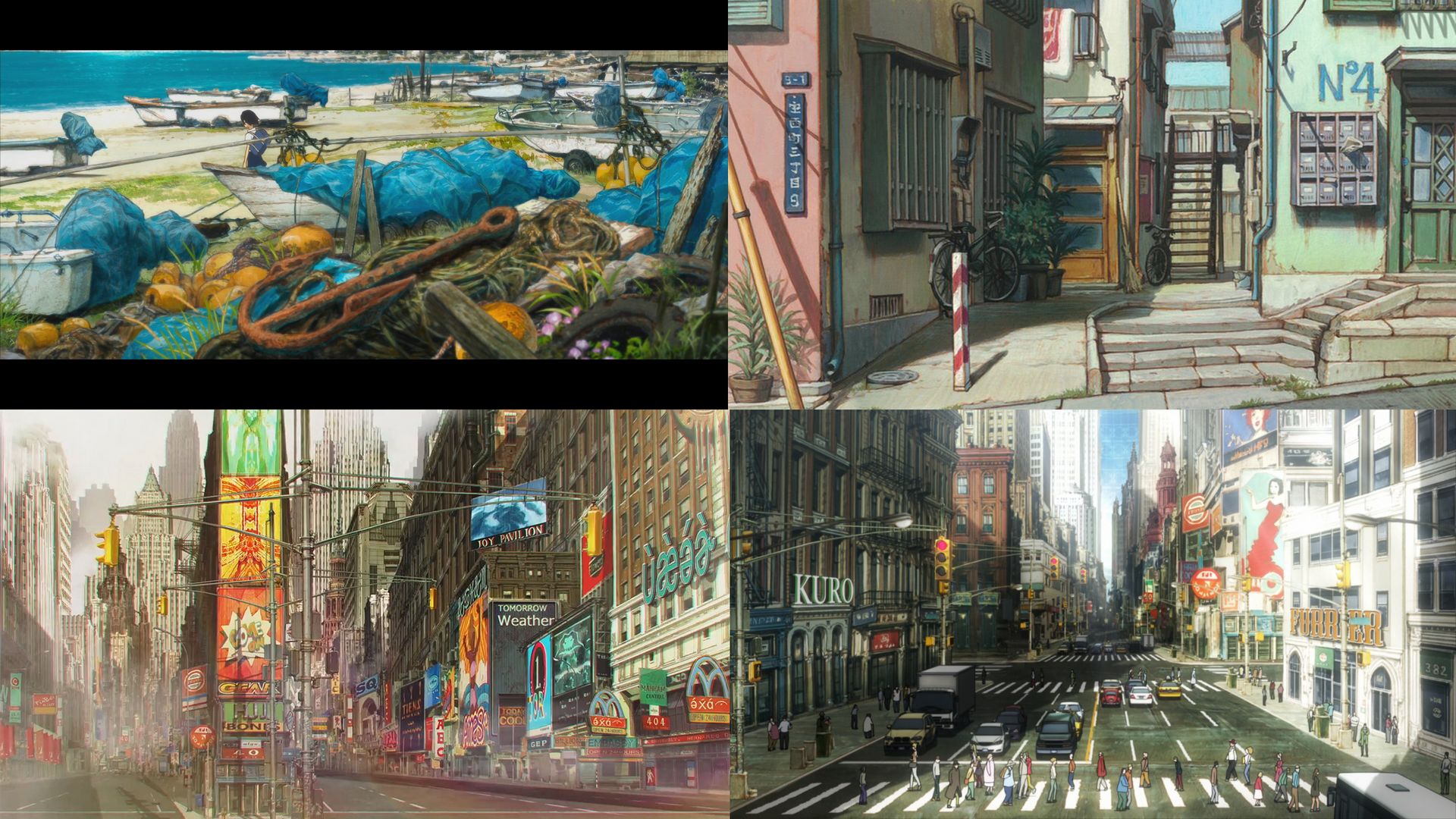 Les décors de quelques projets avec Shinji Kimura en tant que directeur artistique