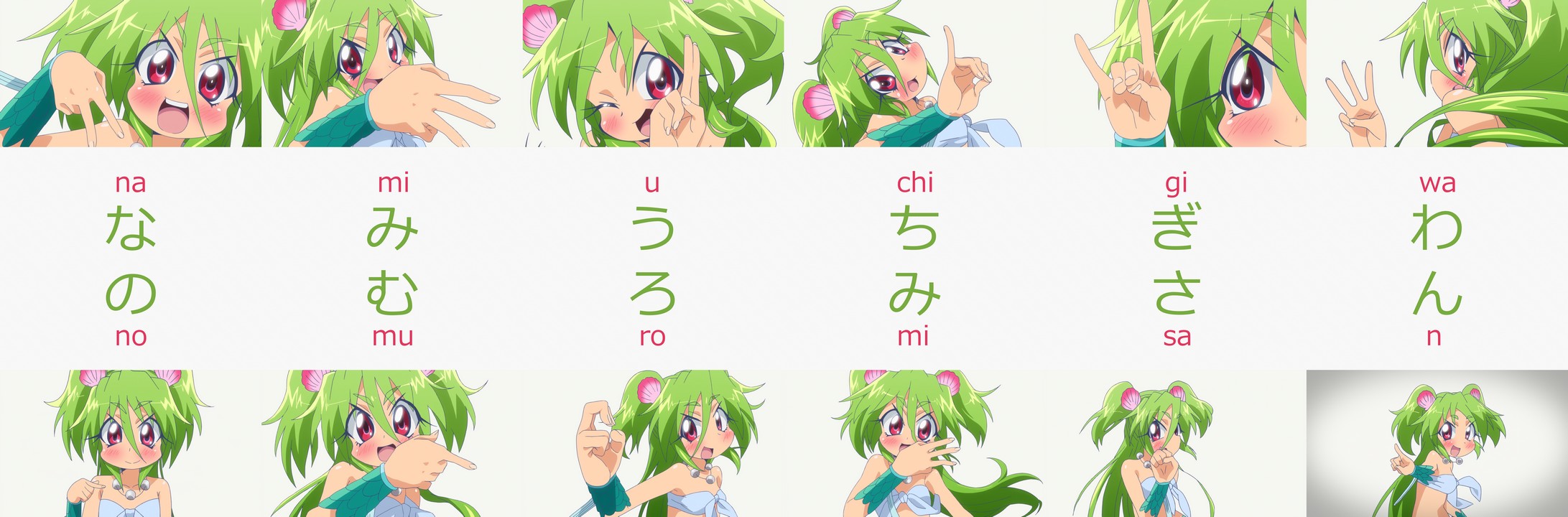 Titre de l'œuvre épelé avec la langue des signes japonaise par Muromi